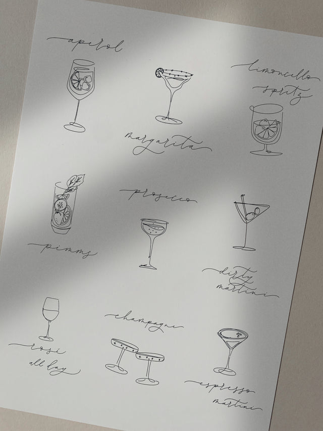 Cocktails A4 Print