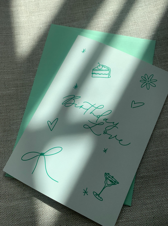 Birthday Love Green Greeting Card