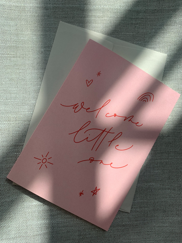 Welcome Little One Pink Greeting Card