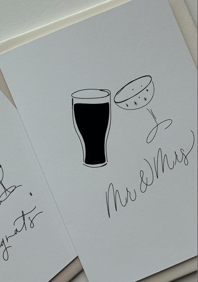 Mr & Mrs Champagne and Guinness Greeting Card