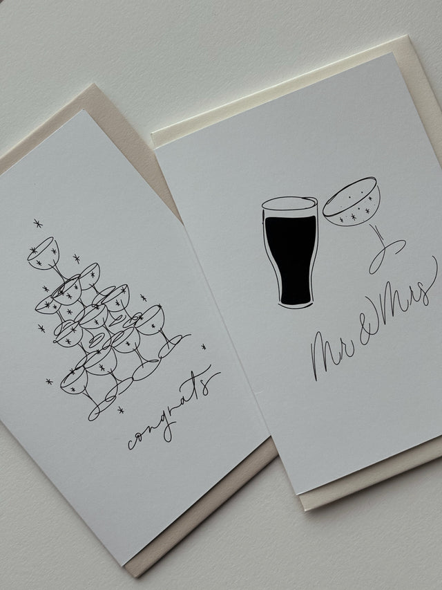 Mr & Mrs Champagne and Guinness Greeting Card