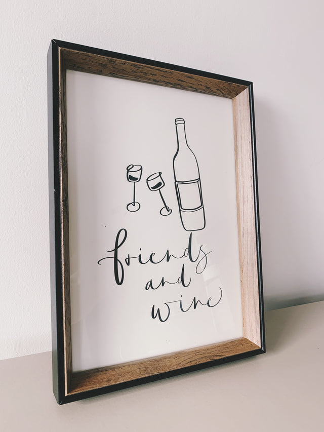 Framed Friends and Wine Print