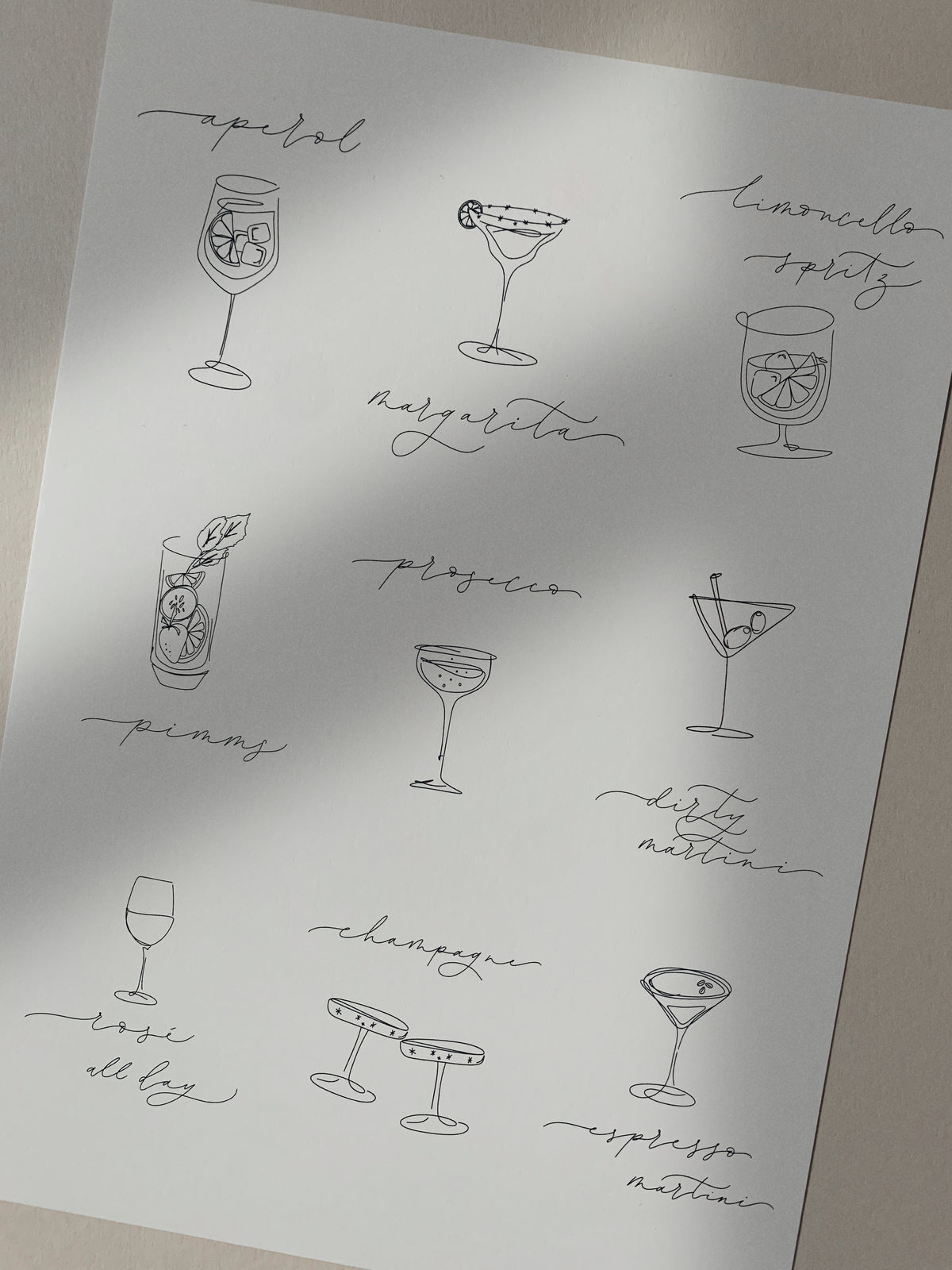 Cocktails A4 Print