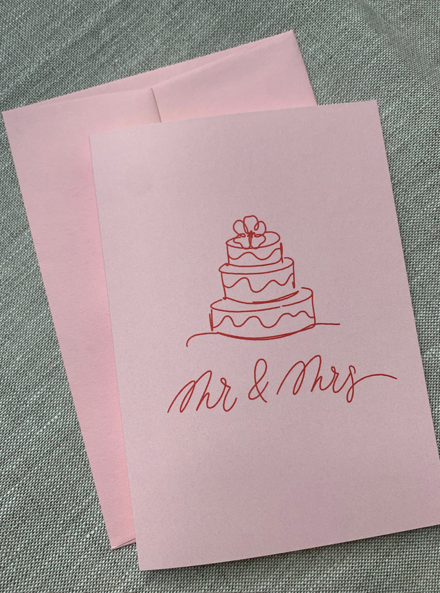 Mr & Mrs Wedding Cake Greeting Card