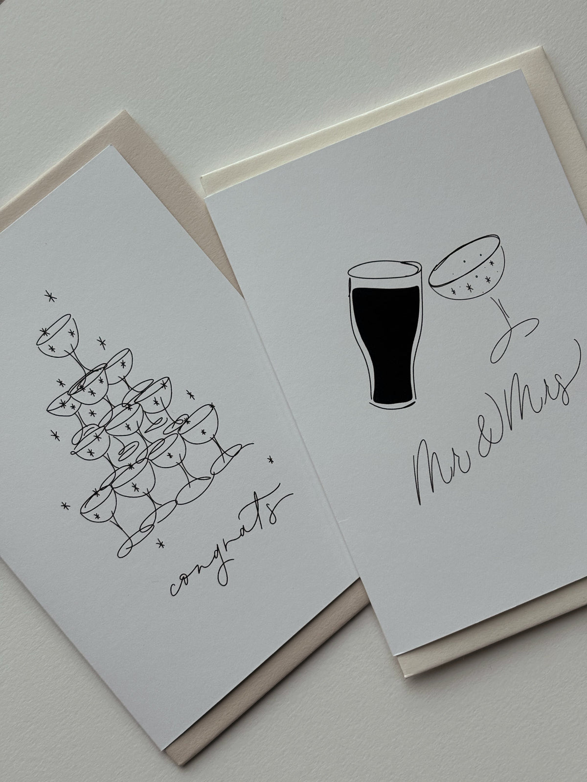 Mr & Mrs Champagne and Guinness Greeting Card