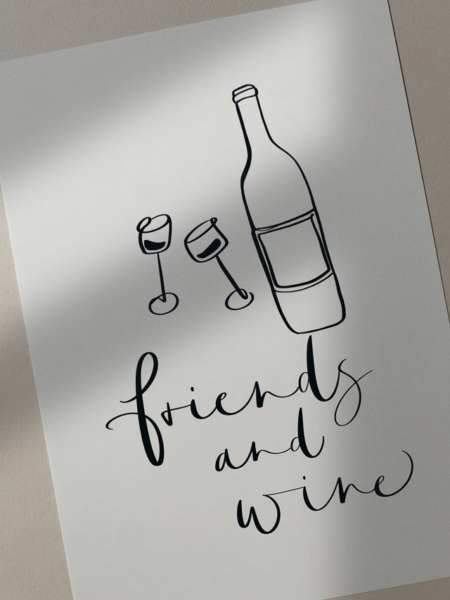 Friends and Wine A4 Print